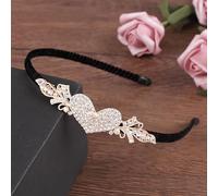 Crystal Heart Flower Hair Hoop Rhinestone Butterfly Headband 1920s French Love Heart Hair Band Vintage Velvet Hair styling Headpiece Accessories for Women(Gold A)