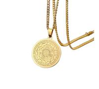 Crystal Heart Necklace,Punk Men's The Seal of The Seven Archangels Necklaces Male Stainless Steel Male with C24"/