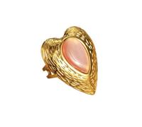 Crystal Heart Statement Ring for Women Cat Eye Stone Love Hearts Textured Adjustable Open Stainless Steel Band Rings Eternity Wedding Bands Jewelry, Adjustable, Stainless Steel Crystal, No Gemstone
