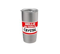 Crystal Hello Hi My Name is Tshirt Name On Custom Stainless Steel Insulated Tumbler
