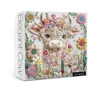 Crystal Highland Cow Puzzle for Adults 1000 Pieces, Cute Animal Jigsaw Puzzle, Flower Butterfly Diamond Gem Jewel Art Puzzle