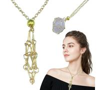 Crystal Holder Necklace - Gem Cage Pendant, Stone Holder Necklace | Crystal Holder Necklace Cage, Artistic Jewelry Making Supplies, Accessories Jewelry Art for Families, Friends, 23.6in