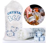 Crystal Ice Bags, Heavy Duty Plastic, Clear, 12x21 Inch, 10 Pound Capacity, 100 Count, Multipurpose for Parties, Events, Travel (50, 10 LBS)