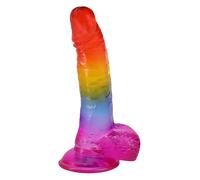 Crystal Jellies® - 8.5 Inch Realistic Cock with Balls - Rainbow
