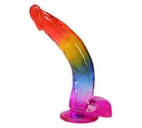 Crystal Jellies® - 9.5 Inch Realistic Cock with Balls - Rainbow