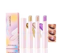 Crystal Jelly Glaze Cream Eyeshadow Stick Set in Gold Rose Gold Purple - Long-Lasting Waterproof Shimmer Highlighter Pen for Mature Skin Multi-Coloured Pearly Finish Eye Brightener
