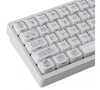 Crystal Jelly White Keycaps,119 Keys Cute Chiikawa Keycap, Side Printed Shine Through Keycaps Mao Profile Cat Shape Custom Keycap for 61/68/84/87/98/100 Cherry Gateron MX Swithes Mechanical Keyboard