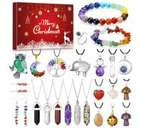 Crystal Jewellery Advent Calendar 2025 For Women Teen Girls, 24 Surprises With Necklace Bracelets Earrings Ring, Natural Crystal Advent Calendar 2025 For Wife Mother Girlfriend Daughter Granddaughter