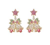 Crystal JIngle Bell Christmas Dangle Earrings Rhinestone Stud Earring Cubic Zirconia Wedding Earring for Women Ornament Drop Hypoallergenic Trendy Stuff Daily Jewelry Christmas Gifts