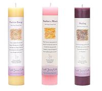 Crystal Journey Reiki Charged Herbal Magic Pillar Candle - Manifestation Bundle (Positive Energy, Manifest a Miracle, Healing) - Handcrafted with Lead-Free Materials Pink