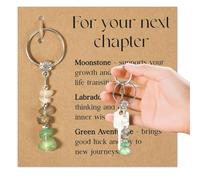 Crystal Keychain for Women, Gemstone Keychain, Lucky Charm and New Beginning Gift, Farewell Gift for Girlfriend or Colleague, with Meaning Card