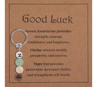 Crystal Keychain for Women Men, Creative Letter Crystal Good Luck Charm Keychain with Card Meaningful Birthday Graduation New Beginnings Gift