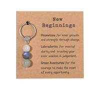 Crystal Keychain Gift, New Beginnings Gifts for Women Keyrings, Moonstone Healing Crystal Gifts with Encouragement Card, New Job Gifts for Women Good Luck Inspirational Graduation Gifts for Her Him