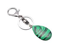 Crystal Keyring In Droplet Shape, Natural Gemstone Key Ring Chain, Crystal Purple Crystal Powder Pendant Keychain For Women Girls, Keyring Men Women, Bag Decorative Handmade Charm,Malachite,15Mm