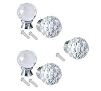 Crystal Knobs, Knobs for Dresser Drawers, Clear Crystal Glass Door Knob Ball-Shape, 5Pcs Drawer Wardrobe Doorknob Pull Handle Diamond Glass Cabinet Drawer Pulls Cupboard Knob with Screws, Round 20mm