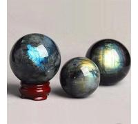 Crystal Labradorite Stone Ball Quartz Polished Moonstone Ore Sphere Crystals Ornaments (Size : 30mm)