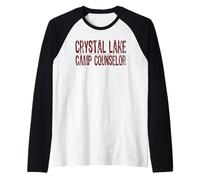Crystal Lake Camp Counselor T-Shirt Vintage Red Text Raglan Baseball Tee