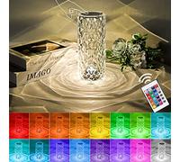 Crystal Lamp,Touch Control Table Lamp,Crystal Rose Lamp with 16 Colors,RGB Night Light with USB & Remote Control,LED Diamond Touch Lamp for Bedroom, Rechargeable Desk Light, Birthday Gift
