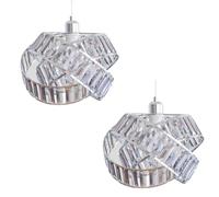 Crystal Lampshade 3-Tier Interlocking Lamp Shade Modern Pendant Light Fixture Crystal Effect Lampshade 31cm Pack of 2