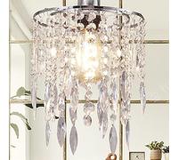 Crystal Lampshade for Ceiling Pendant Light, Easy Fit Chandelier Light Shade Lamp Shade for Living Room Bedroom Kitchen Wedding and Party Decoration, Diameter 22 cm, 2 Tiers, Clear