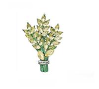 Crystal Lavender Bouquet Brooch Green-Enameled Floral Lapel Pin Nature-Inspired Statement Jewelry Gift