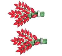 Crystal Lavender Brooches Pins, Weddings Party Brooch Accessories, Plant Lapel Pins for Coat Sweater Scarf Hat Backpacks(2pcs red)