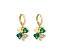 Crystal Leaf Clover Earrings - Green St.Patrick's Day Earrings for Women - Shamrock Earrings - Irish Earrings Jewelry for Women (green)