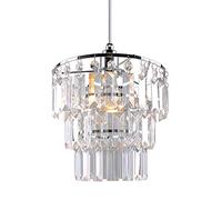 Crystal Light Shade, Modern Chrome Chandelier Ceiling Pendant Light Shades,3 Tiers Crystal Acrylic with Clear Jewel Effect Droplets,Chrome Frame and Clear Beads, PS02CLR