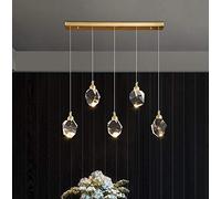 Crystal Lighting Fixture for Staircase Living Room Hotel Hallway Foyer Entryway,Chandelier Led Boutique Decoration Pendant Light-Copper 5 Head Long