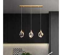 Crystal Lighting Fixture for Staircase Living Room Hotel Hallway Foyer Entryway,Chandelier Led Boutique Decoration Pendant Light-Copper 3 Head Long