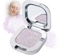 Crystal Lilac Shimmer Glitter Eyeshadow - Iridescent Lilac Sparkle with Multidimensional Pearl Glow, High Waterproof Pressed Powder, Smooth Blendable Texture in Metallic Compact
