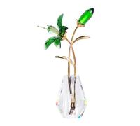 Crystal Lily Artificial Flower Decor Figurine with Vase,Crystal Vase for Flower ,Sunshine Catcher, Home Decor Ornament,Suitable for Bedroom and Living Room Decoration(Green-with Gift Box)