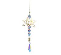 Crystal Lily Flower Charm Rainbow Maker Sun Catcher Prism Ornaments Crystal | Ornament Flower Gem Ball Bead Wire Wrapped Charm Suspension Prism Ornaments for Garden Porch Home Wall Offices Ca