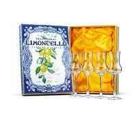 Crystal Limoncello Cordial Glasses | Set of 4 | Tall 100 ml Long Stemmed Spirit Glassware for Sipping Aromatic Liquor, After Dinner Drink, Aperitif, Digestive | Elegant Tulip Shaped Stemware