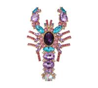 Crystal Lobster Brooch 10cm Multi Color | Oversized design for party dresses ; full crystal pave in 4 jewel tones ; gift for animal lovers