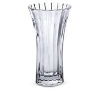 Crystal-Look Glass Flower Vase Centerpieces for Tables 8"x 5" Stripe Design Glass Vase Candle Holders Wedding Decor Vases for Centerpieces, Home & Event Decorations - Royal Imports