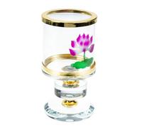 Crystal Lotus Candle Holder with Windproof Stand for Buddha Table