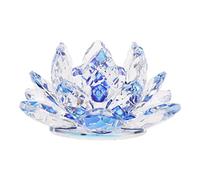 Crystal Lotus Flower Crafts Paperweights Glass Lotus Model Blue