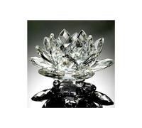 Crystal Lotus Flower Ornament, 13cm White, Clear Glass Home Decoration