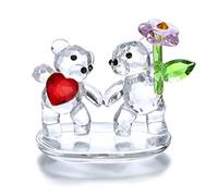 Crystal Love Flower Bear Ornament Cut Glass Decorative Figures Craft Collection