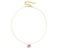 Crystal Love Heart Necklace Gold Plated Charm Colorful Tiny Hearts Sparkly Rhinestone Cubic Zirconia Pendant Necklace for Women Minimalist Wedding Bridal Birthday Jewelry, M, Stainless Steel, No