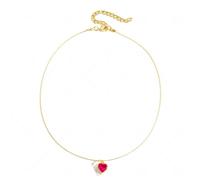 Crystal Love Heart Necklace Gold Plated Charm Colorful Tiny Hearts Sparkly Rhinestone Cubic Zirconia Pendant Necklace for Women Minimalist Wedding Bridal Birthday Jewelry, M, Stainless Steel, No