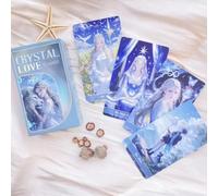 Crystal Love Tarot Cards, 78-Card Deck with Rose Quartz Theme, English Spanish Russian Divination Set