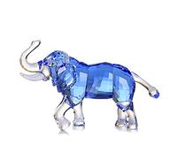Crystal Lucky Elephant Figurine Collection Ornament Statue Animal Collectible Home Decor (Blue)
