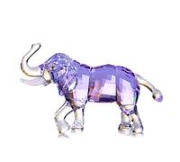 Crystal Lucky Elephant Figurine Collection Ornament Statue Animal Collectible Home Decor (Purple)