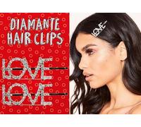 Crystal Luxury Hair Barrette LOVER Letter Hair Clips Love Bridal Hairclips Rhinestone Diamante Hair Clip Pins Hair Accessories for Women and Girls 2Pack