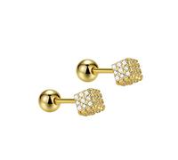 Crystal Magic Cube Tiny Cartilage Stud Earrings for Women Teen Girls Cubic Zirconia Small Ball Screw Back Tragus Studs Geometric Earring Dainty Jewelry Gifts Hypoallergenic 20G (Gold)