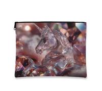 Crystal Magical Horse Makeup Travel Bag, Clear Fantasy Cosmetic Organizer Zipper Pouch for Women, Portable Small Canvas Skincare Bag, Holiday Gift Toiletry Storage, Clear, 7x9 Inch, Magical Horse