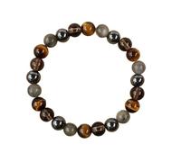 Crystal Man Women Stretch Bracelet 10mm Round Beads Rock 7 Inch Unisex (Black, 15cm)