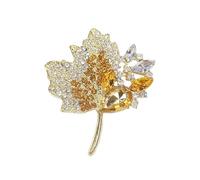 Crystal Maple Leaf Brooch Pin for Women Girls Gold Plated Fashion Rhinestone Oval Teardrop Delicate Brooches Lapel Pins Festival Christma Party Dress Accessories Jewelry, M, Metal, no gemstone
